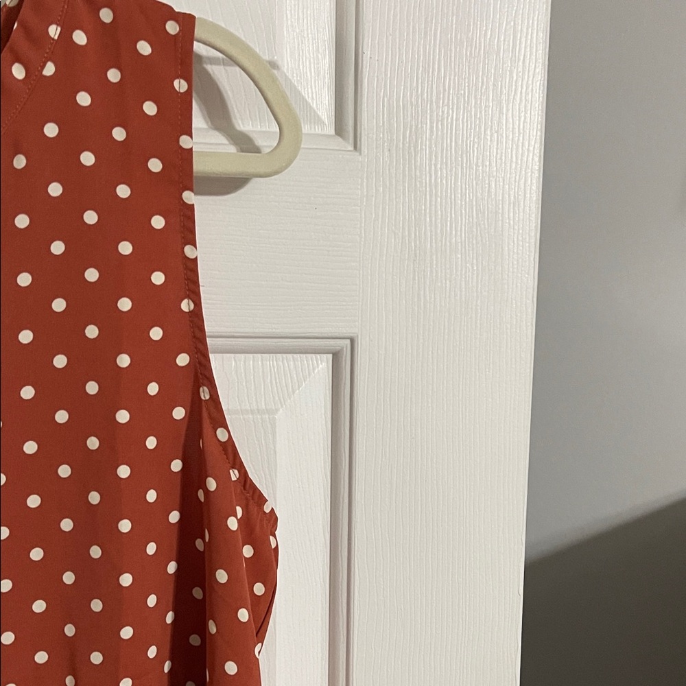 Staccato Rust Red Polka Dot Tiered Sleeveless Tunic - Picture 3 of 4